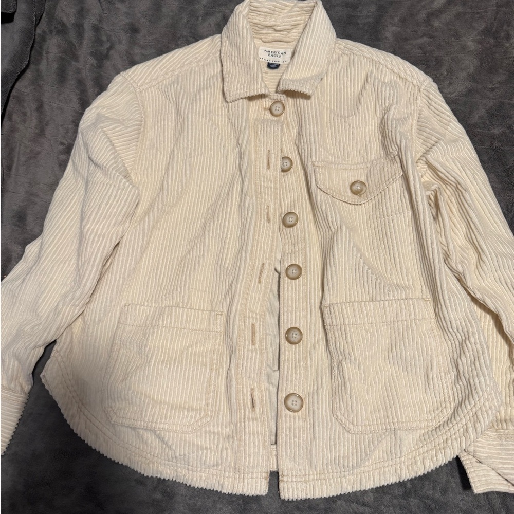 American Eagle Outfitters Cream Corduroy Jacket